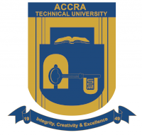 Logo of Accra Technical University featuring the Adinkra Nkyinkyim